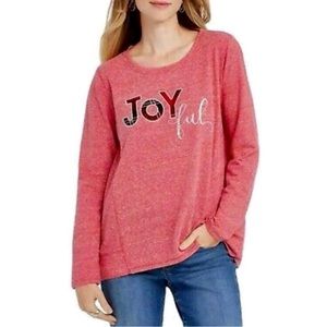 Style & Co. Holiday Top Long Sleeve Sweatshirt Joyful Shine Heather Red Size 1X
